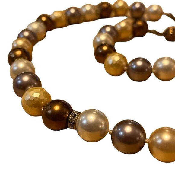 Multicolored Costume Freshwater Pearl Necklace Bracelet Set Clear Rhinestones - Picture 3 of 10